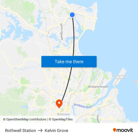 Rothwell Station to Kelvin Grove map