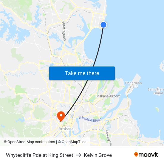 Whytecliffe Pde at King Street to Kelvin Grove map