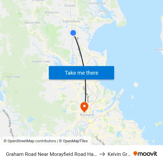Graham Road Near Morayfield Road Hail 'N' Ride to Kelvin Grove map