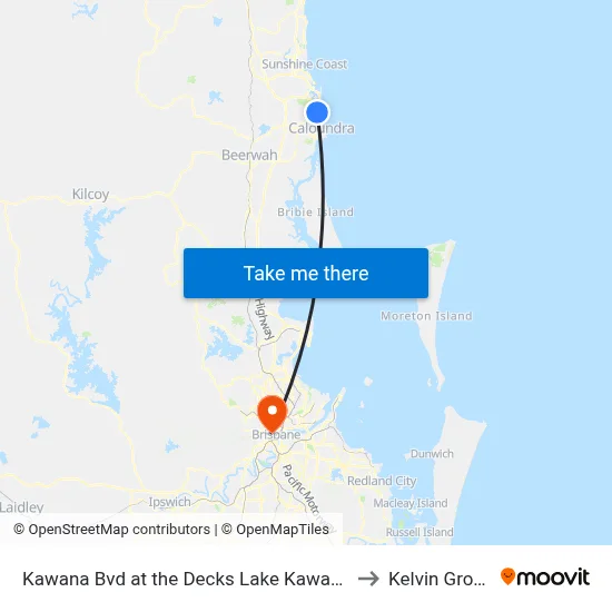 Kawana Bvd at the Decks Lake Kawana to Kelvin Grove map