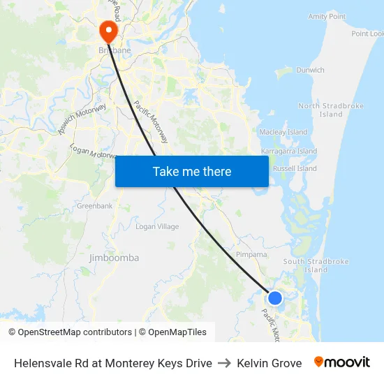 Helensvale Rd at Monterey Keys Drive to Kelvin Grove map