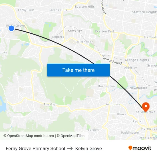 Ferny Grove Primary School to Kelvin Grove map