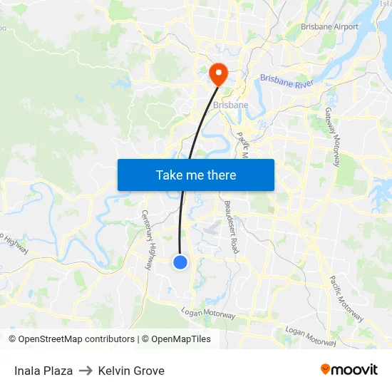 Inala Plaza to Kelvin Grove map