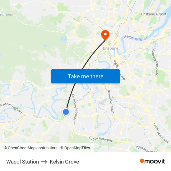 Wacol Station to Kelvin Grove map