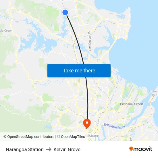 Narangba Station to Kelvin Grove map