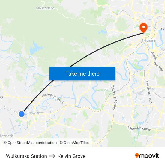 Wulkuraka Station to Kelvin Grove map