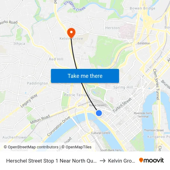 Herschel Street Stop 1 Near North Quay to Kelvin Grove map