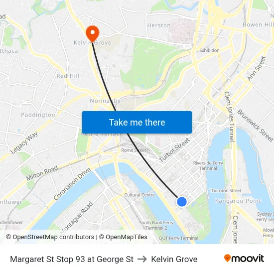 Margaret St Stop 93 at George St to Kelvin Grove map