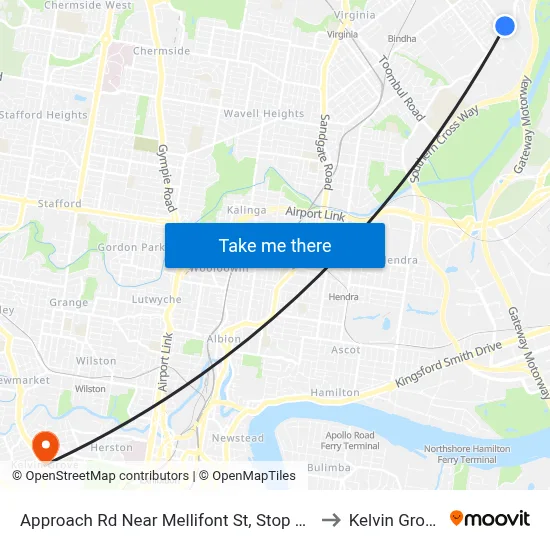 Approach Rd Near Mellifont St, Stop 31 to Kelvin Grove map