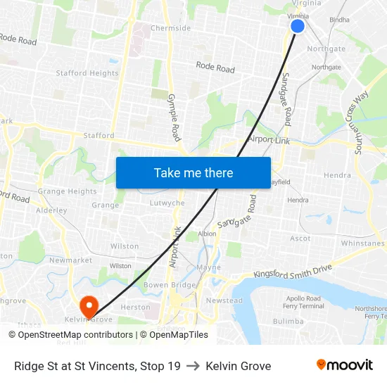 Ridge St at St Vincents, Stop 19 to Kelvin Grove map