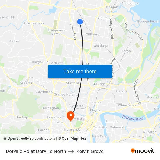 Dorville Rd at Dorville North to Kelvin Grove map