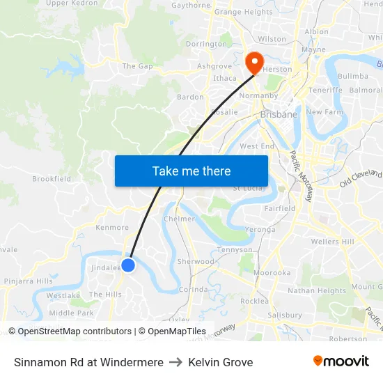 Sinnamon Rd at Windermere to Kelvin Grove map