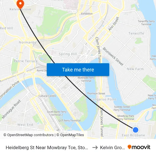 Heidelberg St Near Mowbray Tce, Stop 14 to Kelvin Grove map