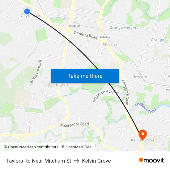 Taylors Rd Near Mitcham St to Kelvin Grove map