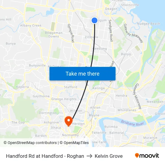 Handford Rd at Handford - Roghan to Kelvin Grove map