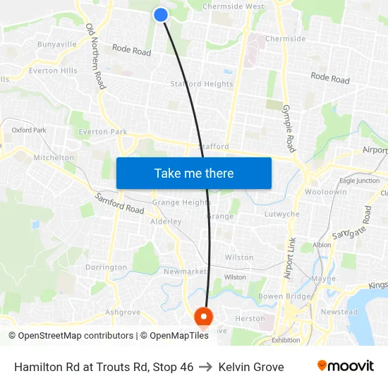 Hamilton Rd at Trouts Rd, Stop 46 to Kelvin Grove map