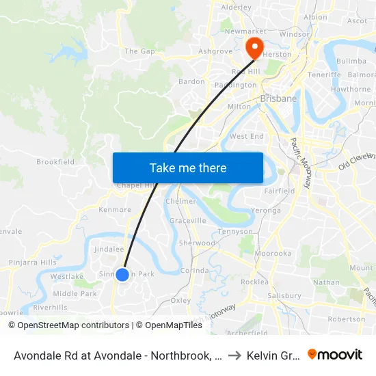 Avondale Rd at Avondale - Northbrook, Stop 60 to Kelvin Grove map