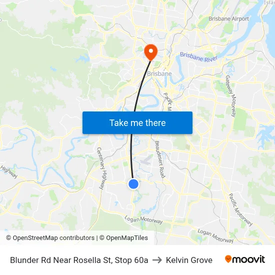 Blunder Rd Near Rosella St, Stop 60a to Kelvin Grove map