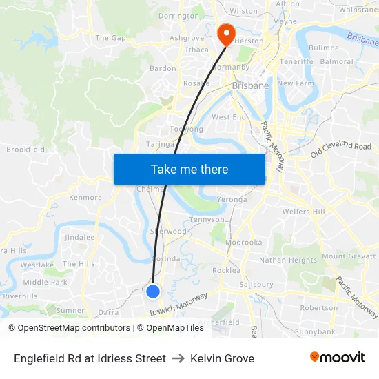 Englefield Rd at Idriess Street to Kelvin Grove map