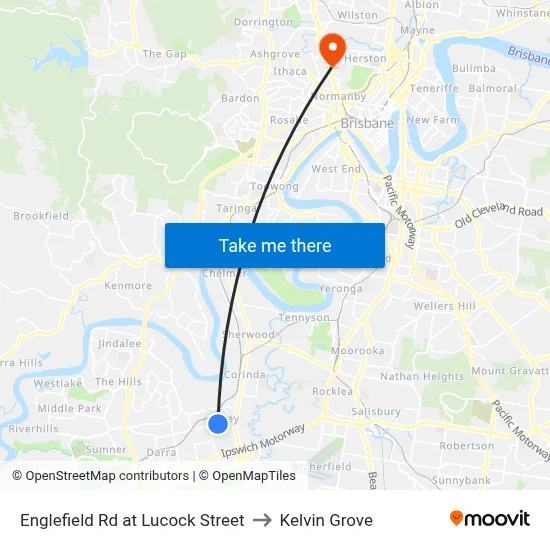Englefield Rd at Lucock Street to Kelvin Grove map