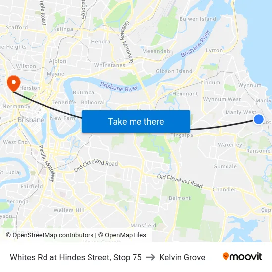 Whites Rd at Hindes Street, Stop 75 to Kelvin Grove map