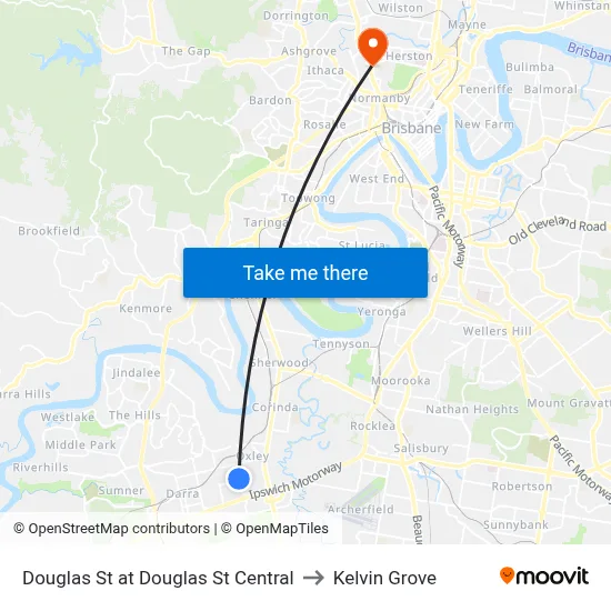 Douglas St at Douglas St Central to Kelvin Grove map