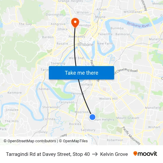 Tarragindi Rd at Davey Street, Stop 40 to Kelvin Grove map