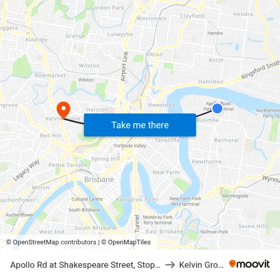 Apollo Rd at Shakespeare Street, Stop 39 to Kelvin Grove map