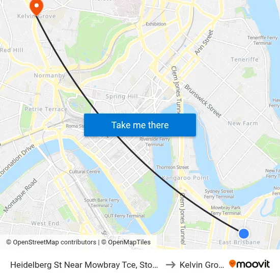Heidelberg St Near Mowbray Tce, Stop 14 to Kelvin Grove map