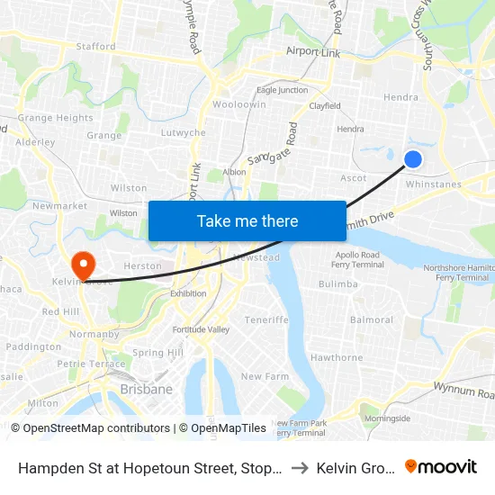 Hampden St at Hopetoun Street, Stop 30 to Kelvin Grove map