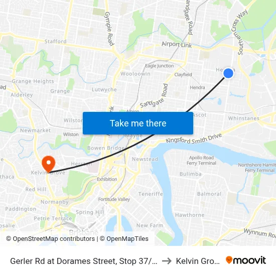 Gerler Rd at Dorames Street, Stop 37/36 to Kelvin Grove map