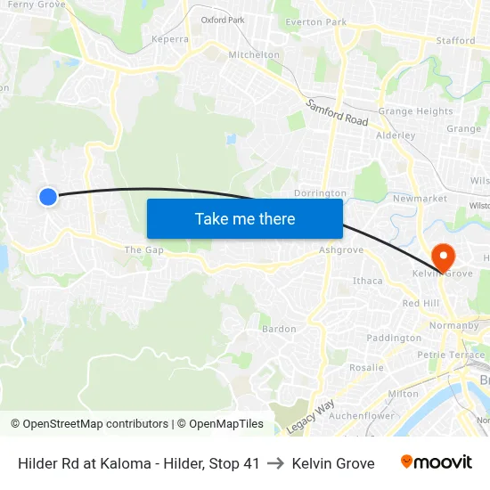 Hilder Rd at Kaloma - Hilder, Stop 41 to Kelvin Grove map