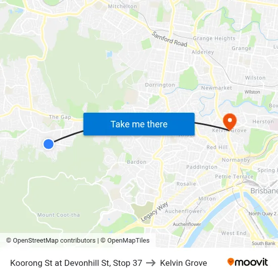 Koorong St at Devonhill St, Stop 37 to Kelvin Grove map