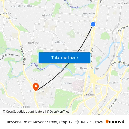 Lutwyche Rd at Maygar Street, Stop 17 to Kelvin Grove map