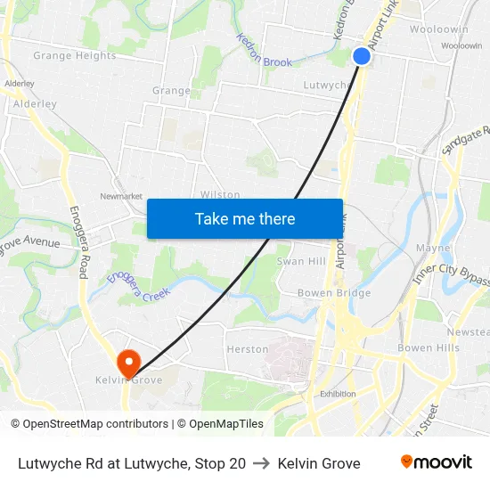 Lutwyche Rd at Lutwyche, Stop 20 to Kelvin Grove map