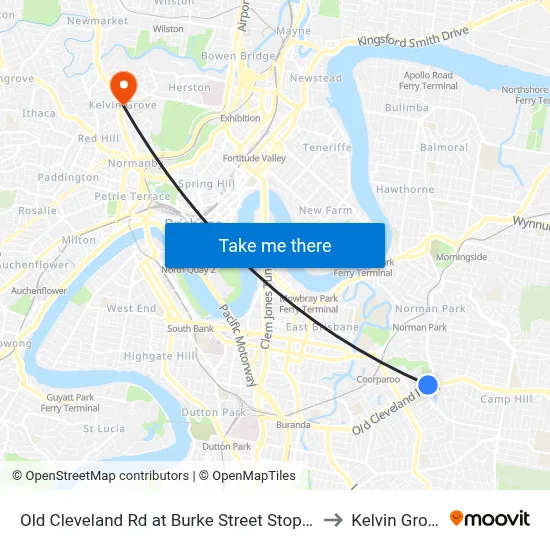 Old Cleveland Rd at Burke Street Stop 25 to Kelvin Grove map