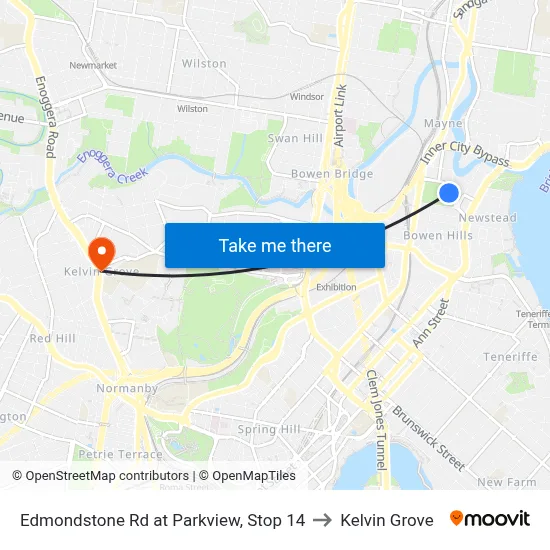 Edmondstone Rd at Parkview, Stop 14 to Kelvin Grove map