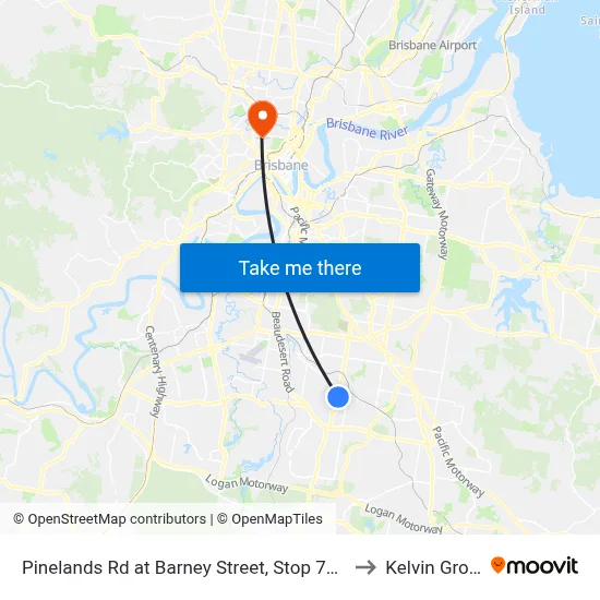 Pinelands Rd at Barney Street, Stop 70/71 to Kelvin Grove map