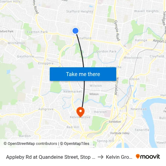 Appleby Rd at Quandeine Street, Stop 34 to Kelvin Grove map