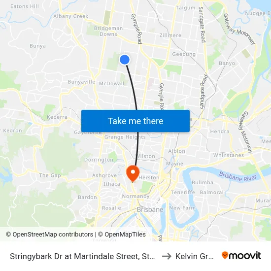 Stringybark Dr at Martindale Street, Stop 47 to Kelvin Grove map