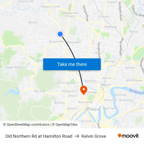Old Northern Rd at Hamilton Road to Kelvin Grove map