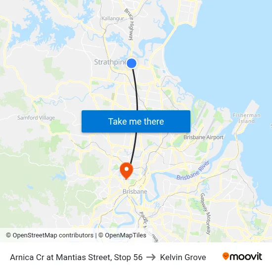 Arnica Cr at Mantias Street, Stop 56 to Kelvin Grove map