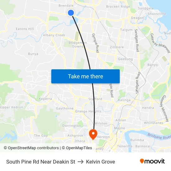 South Pine Rd Near Deakin St to Kelvin Grove map