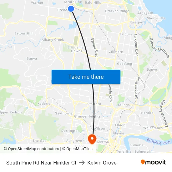 South Pine Rd Near Hinkler Ct to Kelvin Grove map