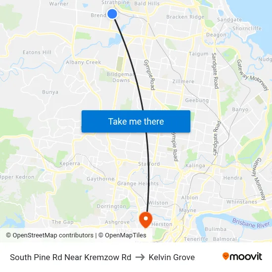 South Pine Rd Near Kremzow Rd to Kelvin Grove map