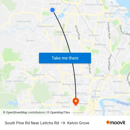South Pine Rd Near Leitchs Rd to Kelvin Grove map