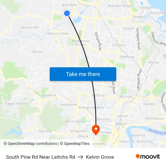 South Pine Rd Near Leitchs Rd to Kelvin Grove map