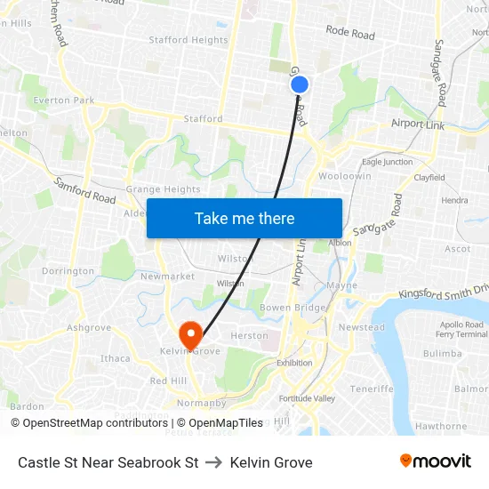 Castle St Near Seabrook St to Kelvin Grove map