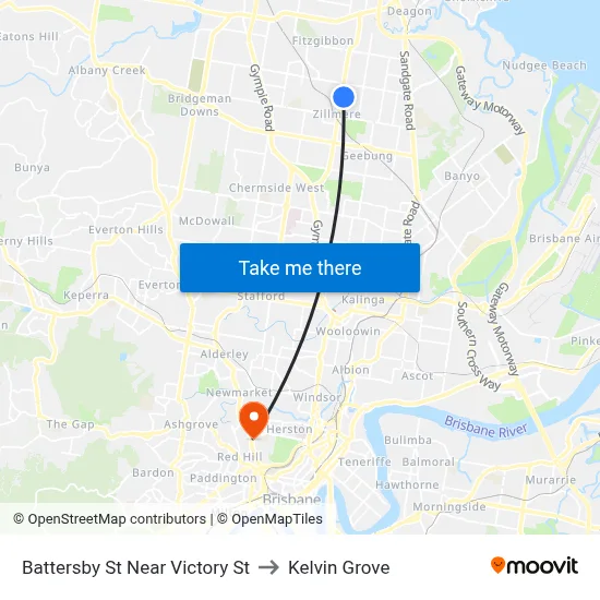 Battersby St Near Victory St to Kelvin Grove map