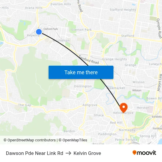 Dawson Pde Near Link Rd to Kelvin Grove map